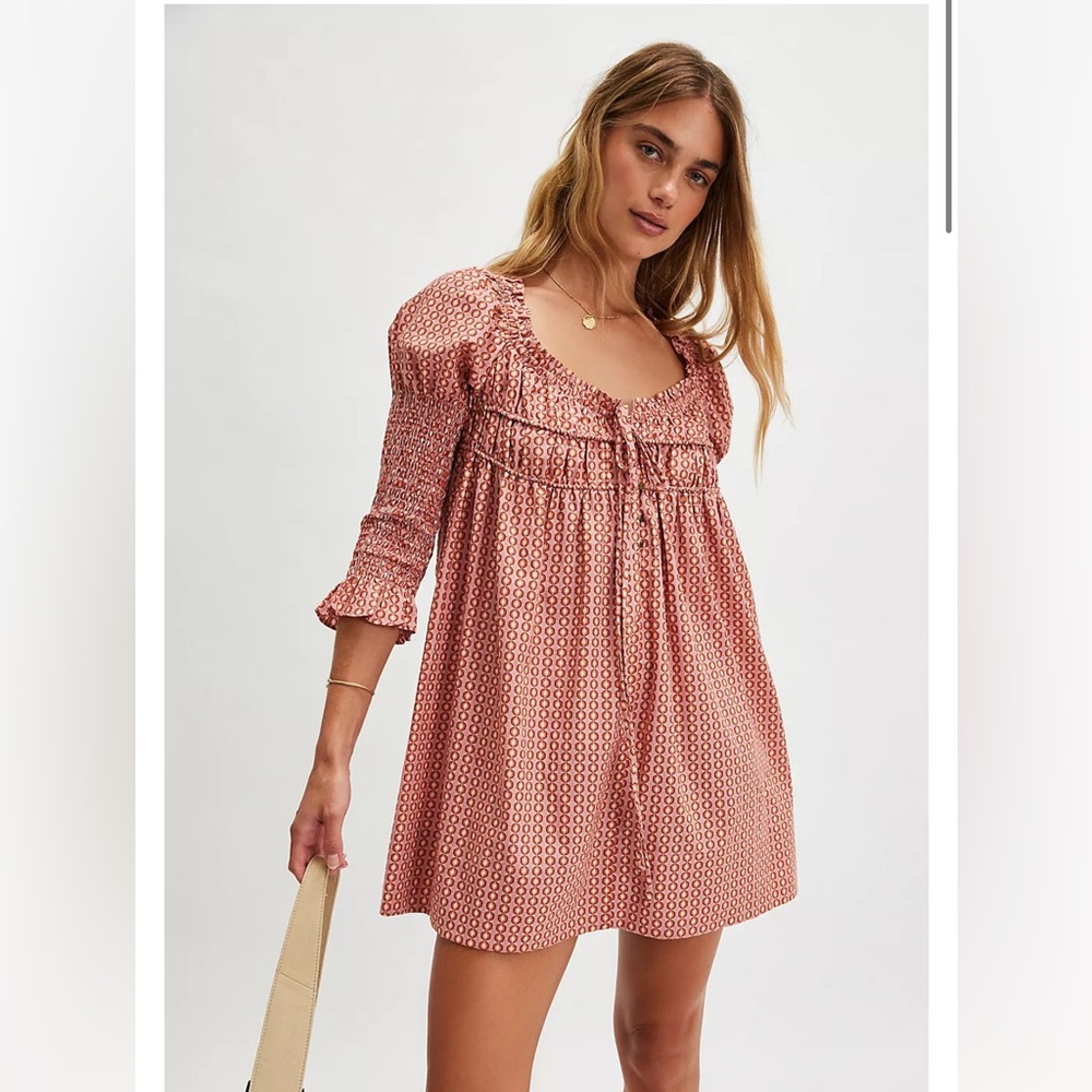Free People Pink Patterned Dress